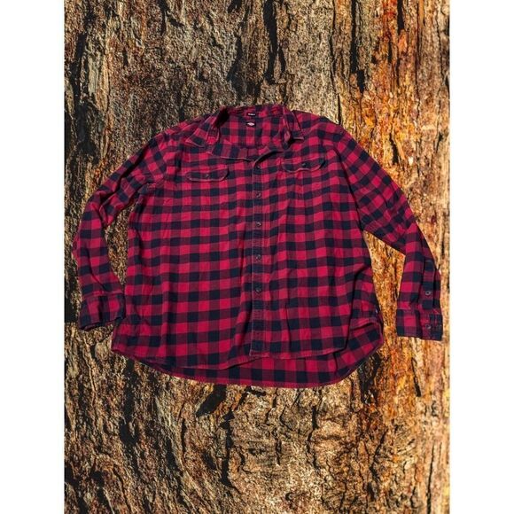 Dickies Plaid Workwear Checkered Vintage Button Red Black Mens - Picture 1 of 7